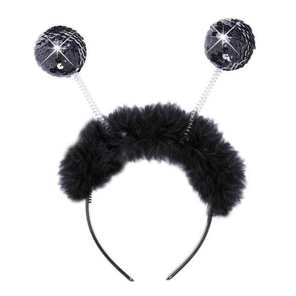 Black Sequin Head Bopper With Marabou