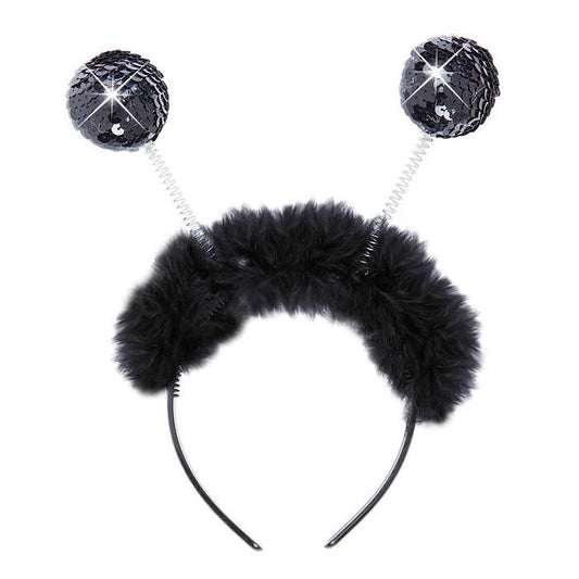 Black Sequin Head Bopper With Marabou