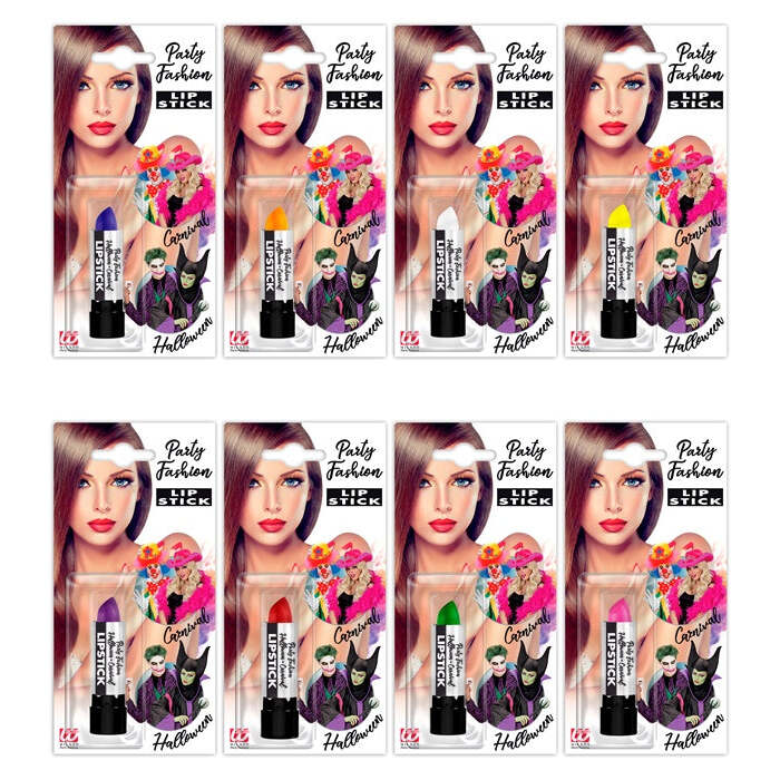 Lipsticks - 6 Ml - 8 Colors Ass.: Red, Orange, Yellow, Green, Blue, Violet, Pink, White