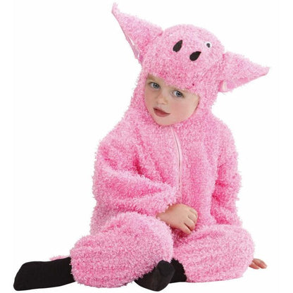 Fuzzy Pig Hooded Jumpsuit 2 Sizes Ass Costume for Kids Image 1