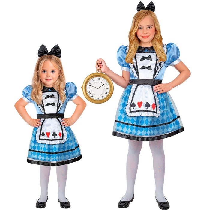 Wonderland Girl  Dress With Petticoat & Apron, Bow Headband 