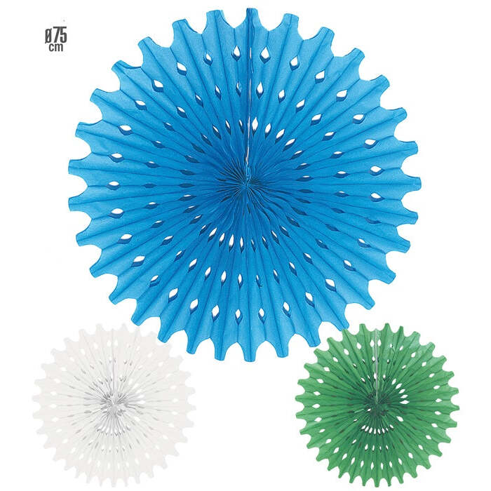 Paper Fan Ø 75 Cm - 3 Colors Ass.  White, Azure, Lime 