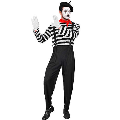 Mime  Shirt, Pants, Braces, Neckscarf, Gloves, Hat  