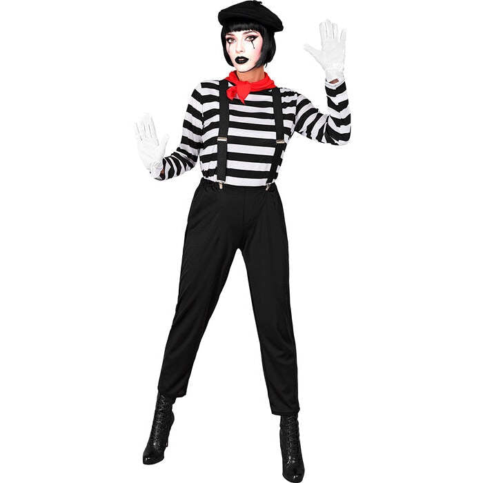 Mime  Shirt, Pants, Braces, Neckscarf, Gloves, Hat  