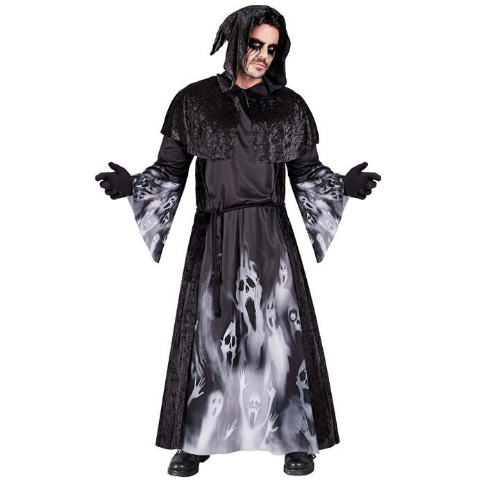 Screaming Souls  Hooded Robe With Capelet, Belt 