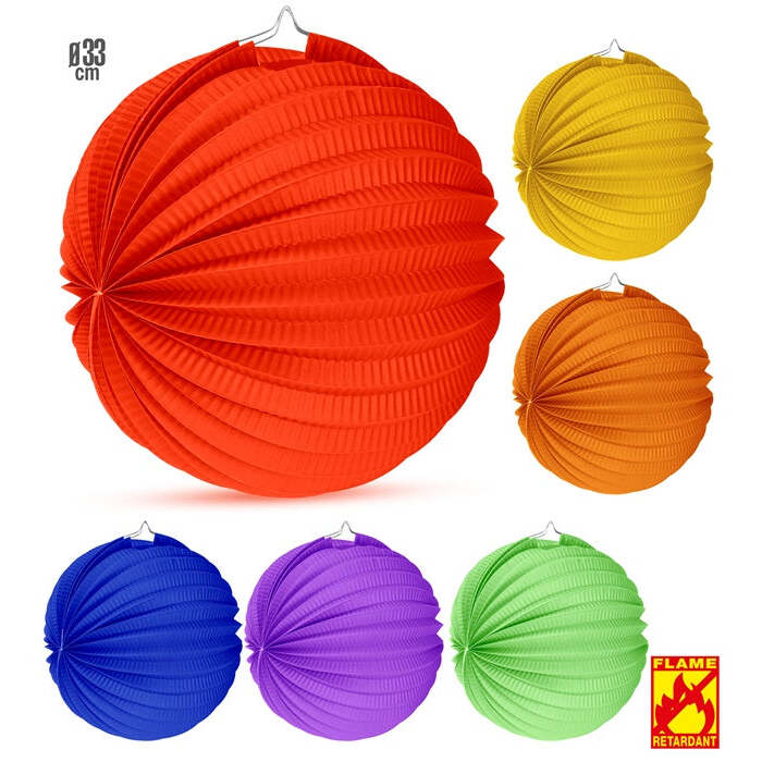 Unicolor Paper Ball Ø 33 Cm - 6 Colors Ass. - Flame Retardant