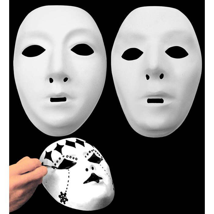 Paintable White Mask Plastic - 2Styles Ass.