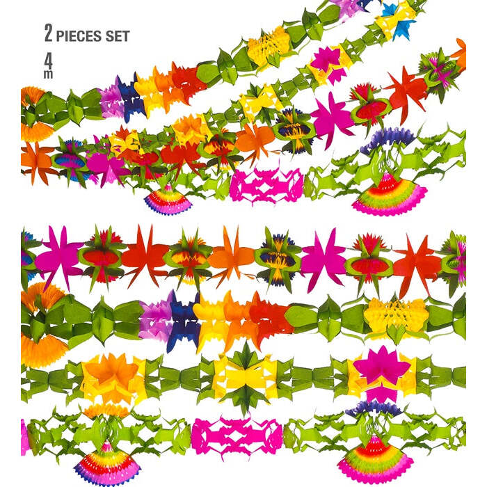 Set Of 2 Deluxe Decorated Paper Garlands 4 M - 4 Styles Ass.