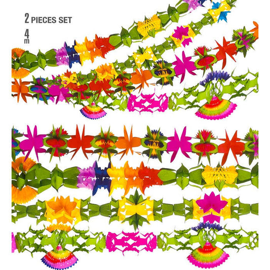 Set Of 2 Deluxe Decorated Paper Garlands 4 M - 4 Styles Ass.