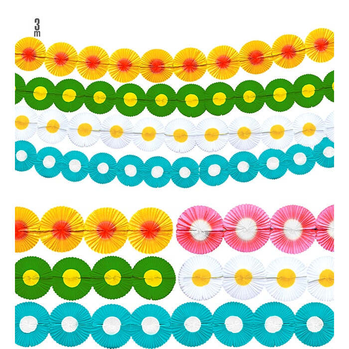 Maxi Flower Paper Garland 3 M - 5 Colors Ass.