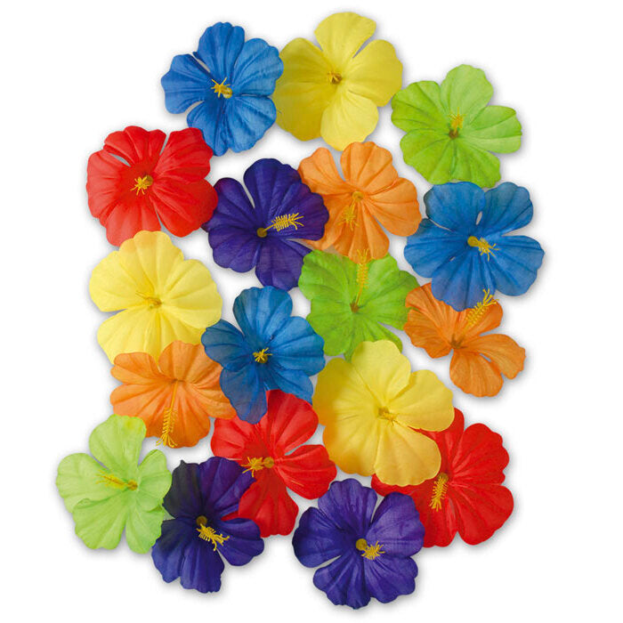 Set Of 18 Hibiscus Flowers 6 Colors Ass.