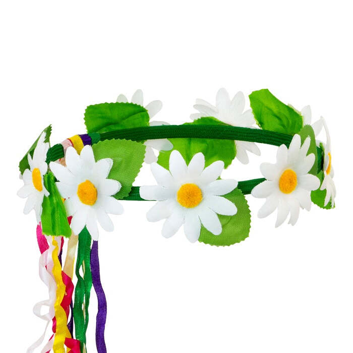 Daisy Diadem With Multicolor Ribbons