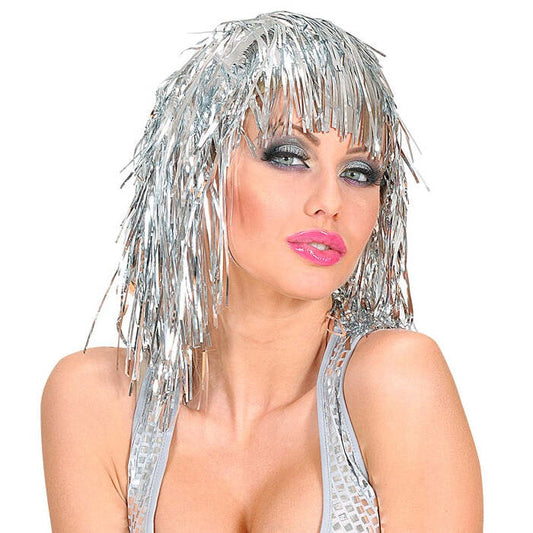 Silver Tinsel Wig In Polybag