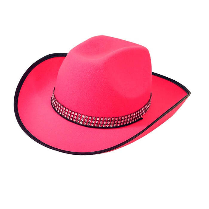 Pink Felt Cowgirl Hat With Strass Band