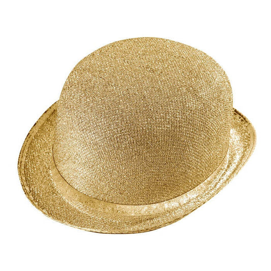 Gold Lurex Bowler Hat Felt
