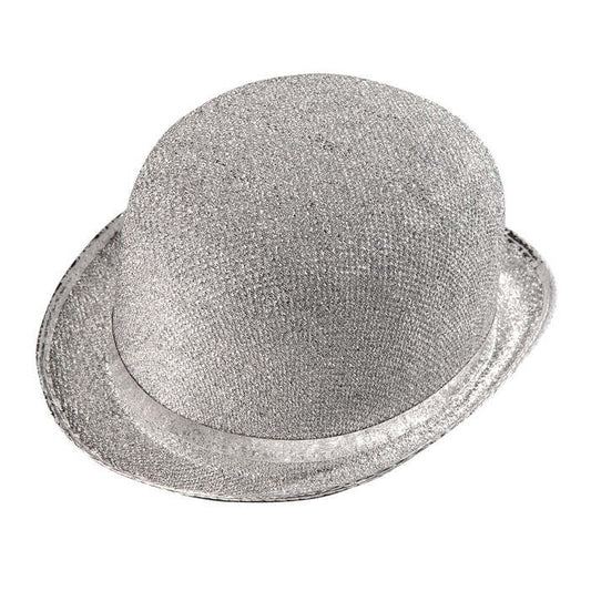 Silver Lurex Bowler Hat Felt