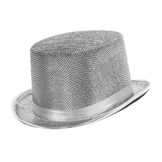 Silver Lurex Top Hat 10 Cm