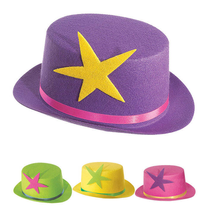 Top Hat With Star Felt - 4 Colors Ass.