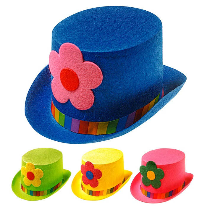 Top Hat Felt With Maxi Flower 11 Cm -4 Colors Ass.