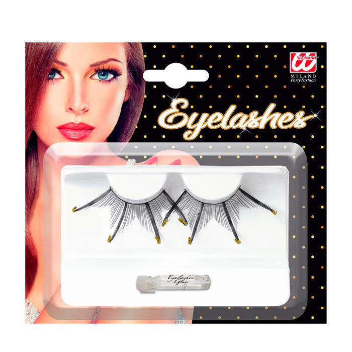 Maxi Spikes With Gold  Tips Black Eyelashes With Glue Tube
