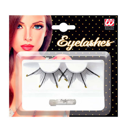 Maxi Spikes With Gold  Tips Black Eyelashes With Glue Tube