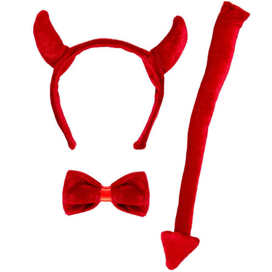 Devil Dress-Up Set  Horns, Bowtie, Tail 