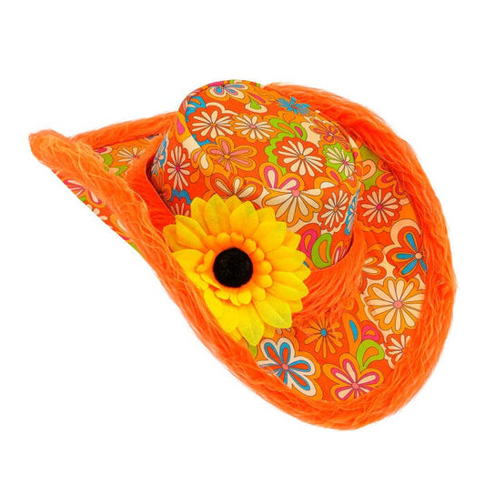 Ibiza Hat With Plush Trim & Sunflower Orange
