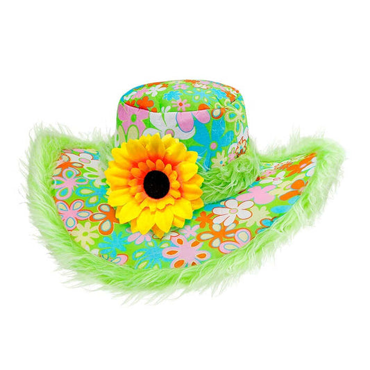 Ibiza Hat With Plush Trim & Sunflower Green