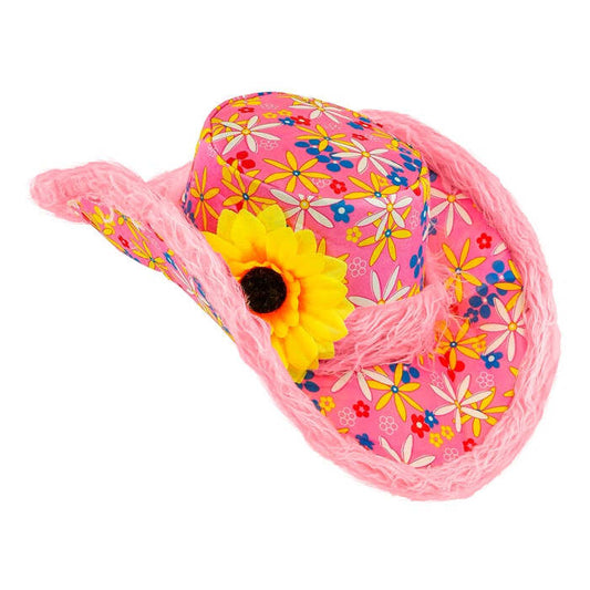 Ibiza Hat With Plush Trim & Sunflower Pink