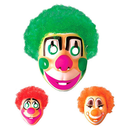 Clown Mask With Hair Plastic - 3Styles Ass.