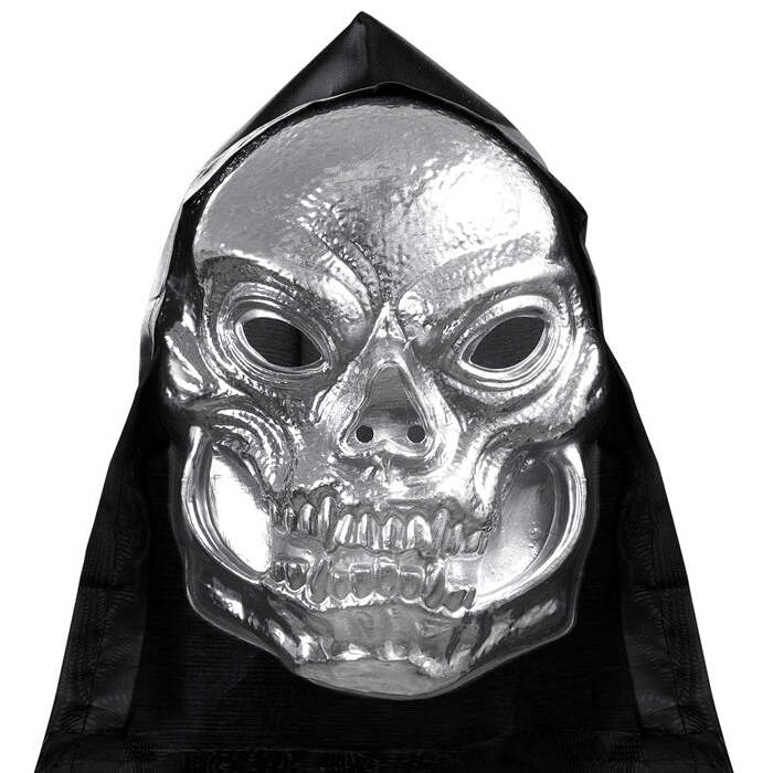 Hooded Metallic Pvc Skull Mask