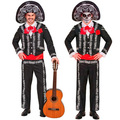 Mariachi Dia De Los Muertos  Jacket, Shirt With Vest And Bow Tie, Pants, Sombrero 
