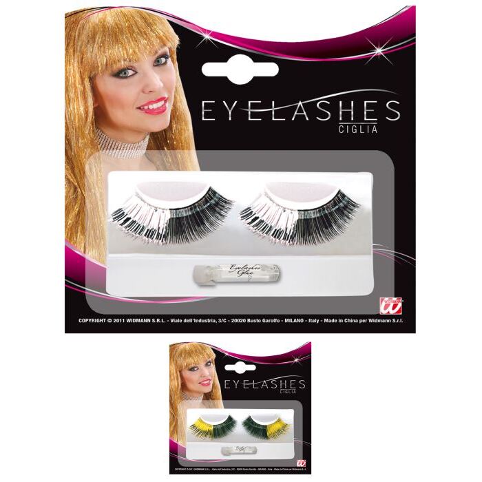 Metallic Celebrity Eyelashes With Glue Tube - Black-Gold & Black-Silver Ass.