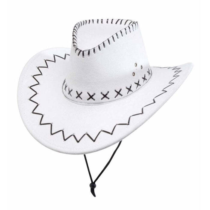 White Cowboy Hat Stitched Suedelook