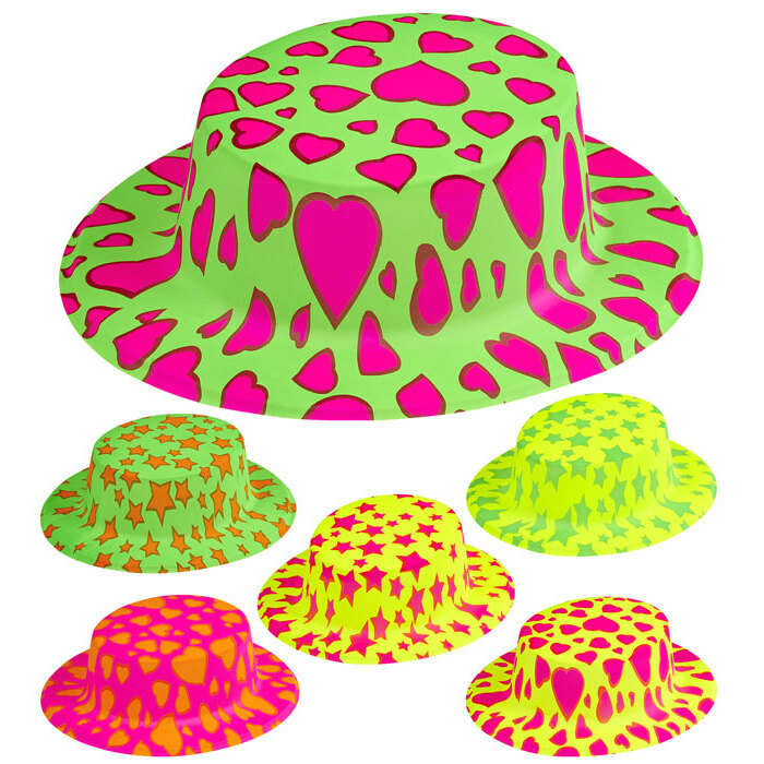 Stars & Hearts Boater Hat 6 Neoncolors Ass.