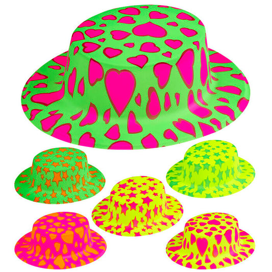 Stars & Hearts Boater Hat 6 Neoncolors Ass.