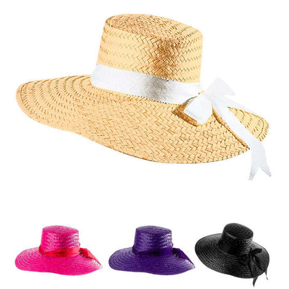 Mayfair Lady Straw Hat With Ribbon 4 Colors Ass.