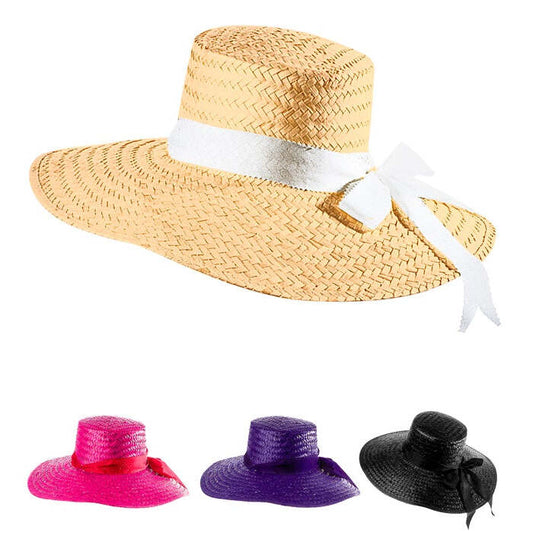 Mayfair Lady Straw Hat With Ribbon 4 Colors Ass.