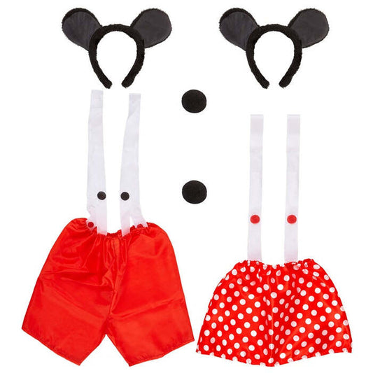 Mouse Dress-Up Set  Ears, Nose, Skirt Or Shorts  3 For Woman & 3 For Man Ass.