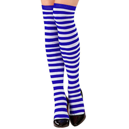 White-Blue Striped Over The Knee Socks  Heavy Quality 