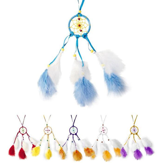 Feathered Dreamcatcher Necklace 6 Colors Ass.