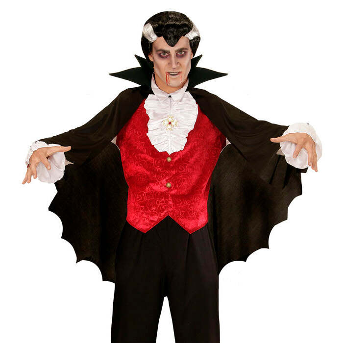 Black Vampire Cape With Stand-Up Collar 100 Cm
