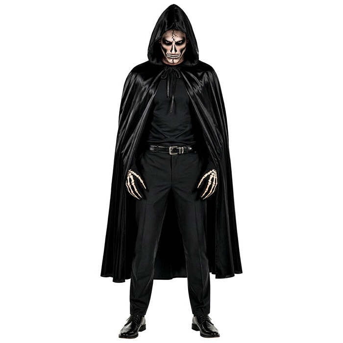 Black Hooded Cape - 142 Cm