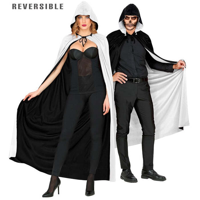 Black/White Reversible Hooded Cape 140 Cm