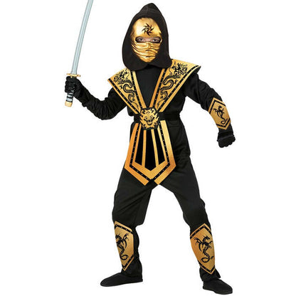 Gold Kombat Ninja  Hooded Jumpsuit, Chestpiece, Belt, Armguards, Legguards, Mask 