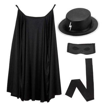 Masked Bandit Hero Dress-Up Set  Cape, Hat, Eyemask, Waist Sash 