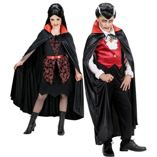 Child Size Black Cape With Red Satin Collar110 Cm