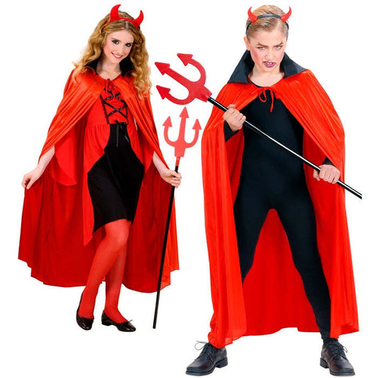 Child Size Red Cape With Black Satin Collar110 Cm