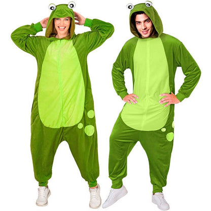 Plush Onesie Frog  Hooded Jumpsuit 
