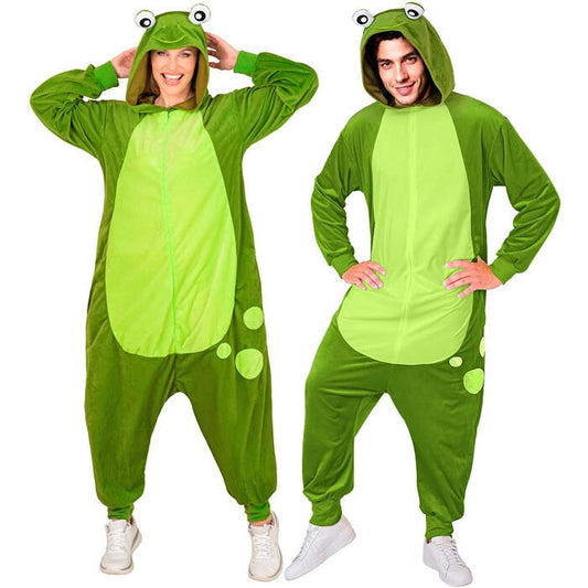 Plush Onesie Frog  Hooded Jumpsuit 